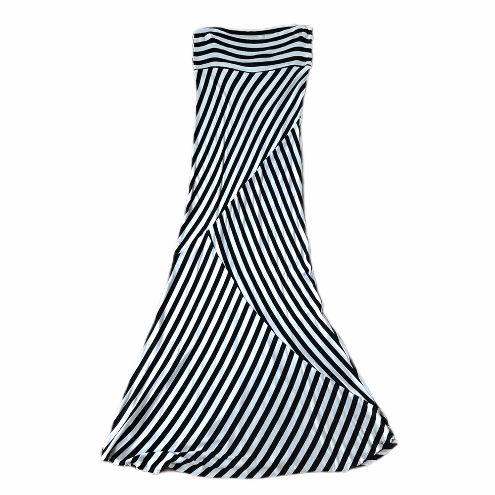 Black and white striped maxi skirt